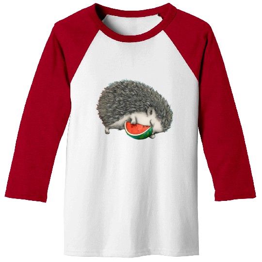 Hedgehog Sleeping With Watermelon Baseball Tees