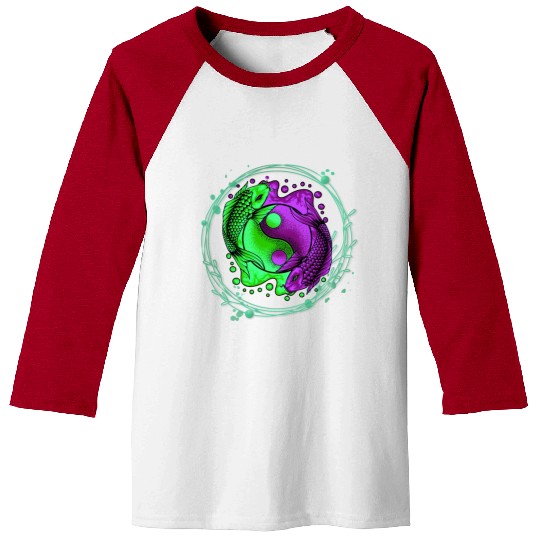 Yin Yang Yoga Japanese Koi Fish Baseball Tees