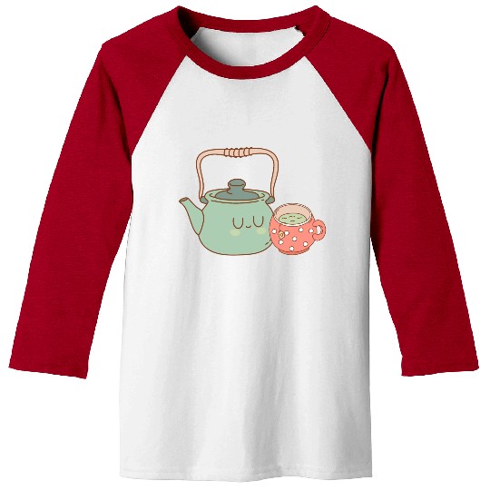 Tea Kettle and Cup of Green Tea Baseball Tees