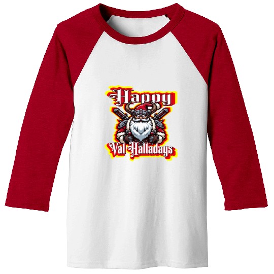Viking Santa Happy Val Halladays Xmas Holidays Baseball Tees
