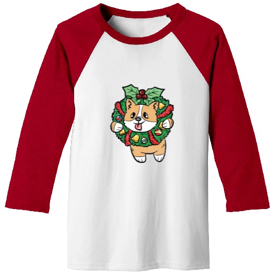 CORGI HANGIN ON CHRISTMAS DECORATION Baseball Tees