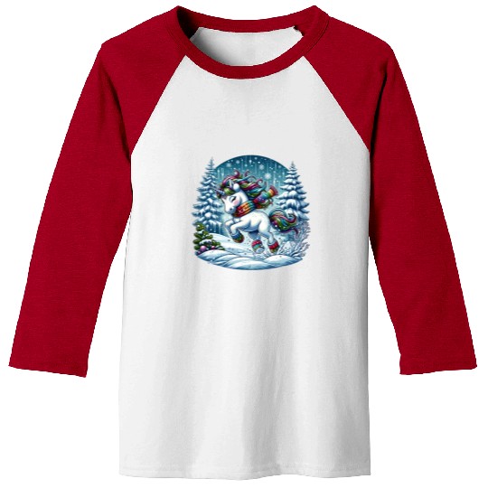 Unicorn in a Winter Wonderland Baseball Tees
