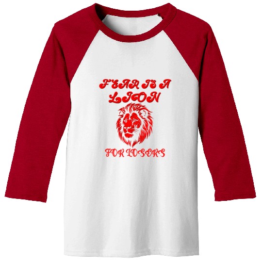 Defeating Fear with Courageous Lion Graphic. Baseball Tees
