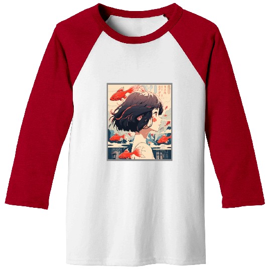 Vinatage japanese esthetic Otaku Anime Girl Baseball Tees