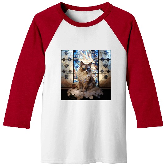 Ragdoll cat in stained glass Baseball Tees