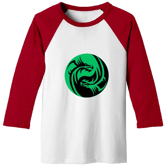 tow Dragonball in circle green and black Baseball Tees