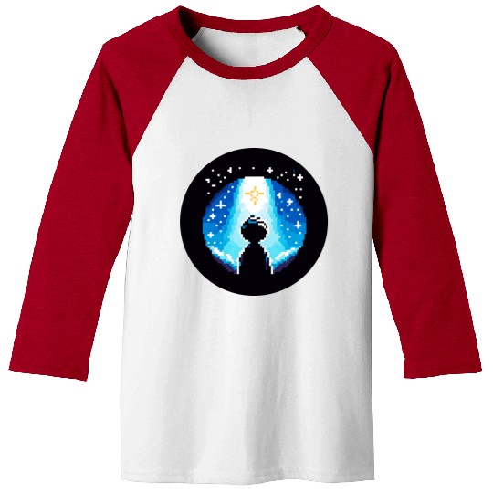 Digital Night Sky - 8-Bit Childhood Dreams Baseball Tees