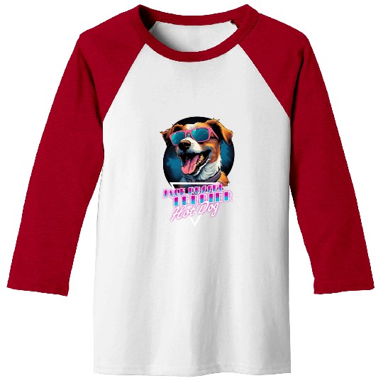 Retro Wave Jack Russel Terrier Hot Dog Baseball Tees