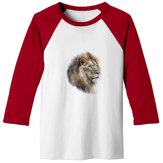 Watercolor Painting Portrait of a Lion Baseball Tees