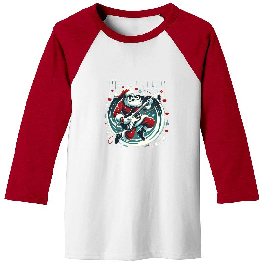 Guitar Player Santa Christmas Guitarist Baseball Tees