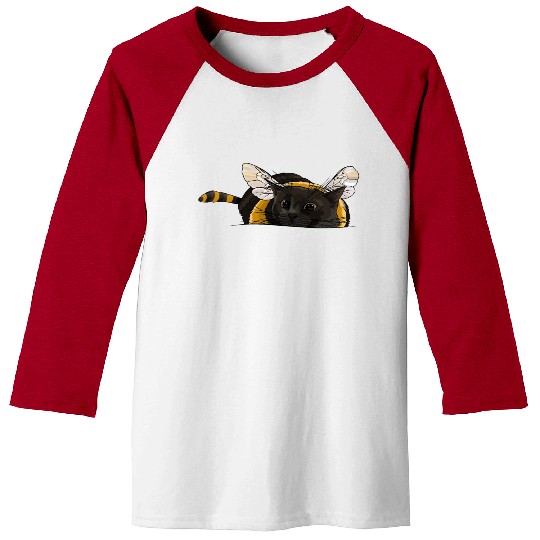 Fuzzy Little Bumblebee Kitty Baseball Tees