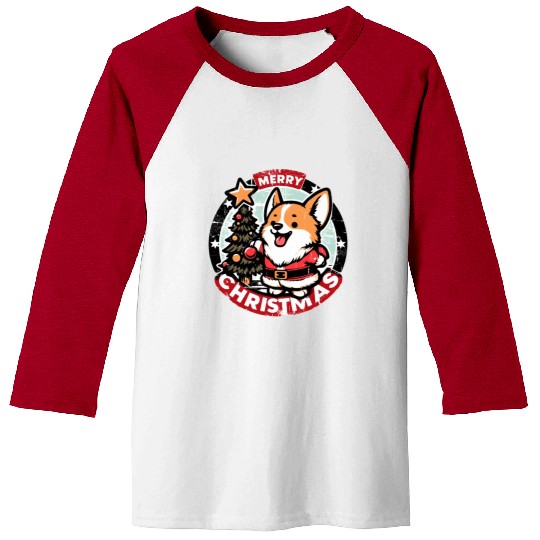 Retro Christmas Corgi Gifts For Dog Lovers Baseball Tees