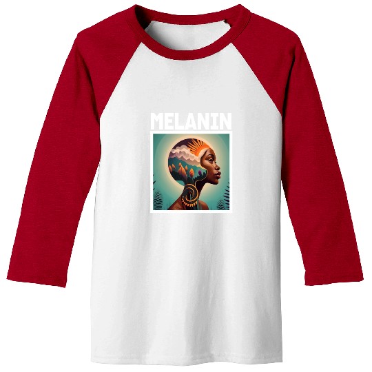 Elegant Melanin Woman. Baseball Tees