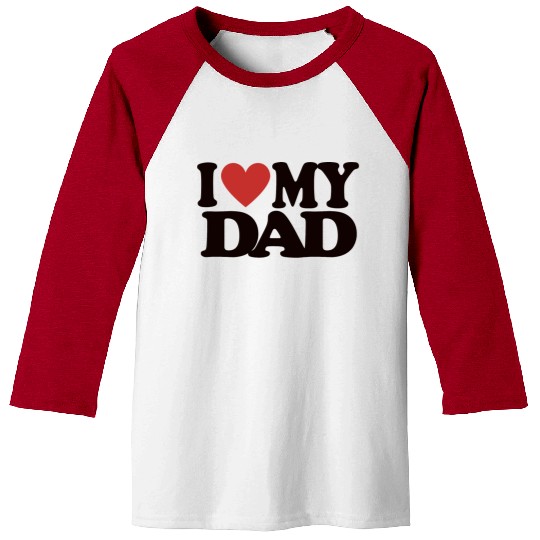 Love My Dad Heart Adult Baseball Tees Baseball Tees
