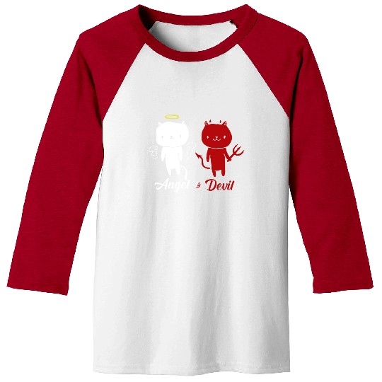 Angel And Devil Cat Baseball Tees