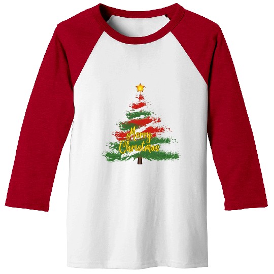 Watercolor Christmas Tree Baseball Tees