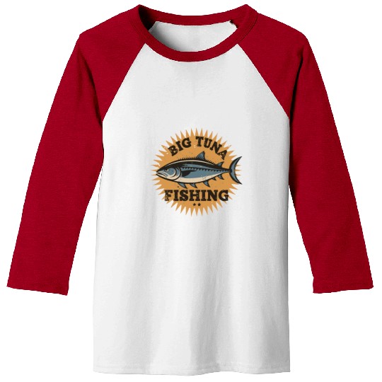 Big Tuna Fishing Vintage Design Baseball Tees