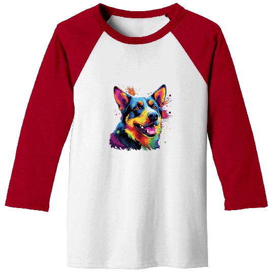 Watercolor Colorful Australian Cattle Dog Baseball Tees