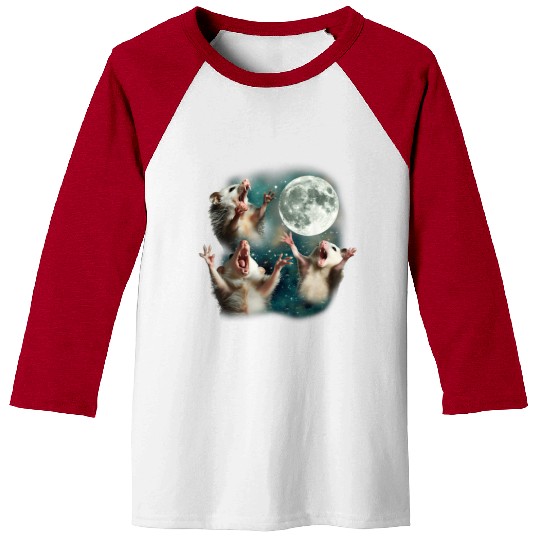 Three Possum Moon 3 Opossum Funny Weird Cursed Mem Baseball Tees
