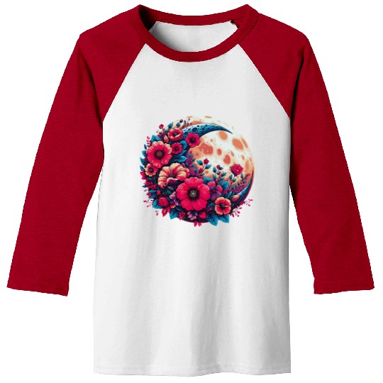 Floral Moon - Crescent Moon Wildflower Botanical Baseball Tees