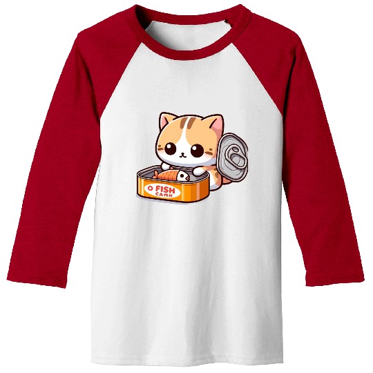 Cat opens fish can Baseball Tees