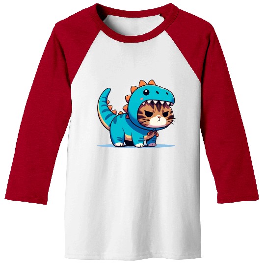 Grumpy Cat in Velociraptor Costume Baseball Tees