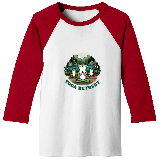 Yoga Retreat: Serene Frog Meditation Baseball Tees