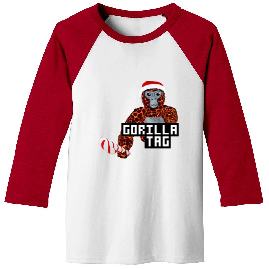 Gorilla Tag Santa Monkey Candy Cane Gorilla Baseball Tees