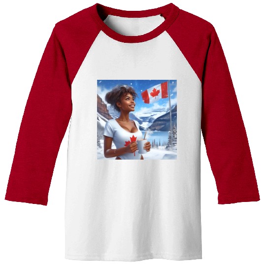 Canadian Winter Snow in Banff Canada Baseball Tees