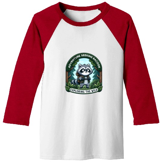 Adventure Seeking Raccoon: Exploring the Wild Baseball Tees