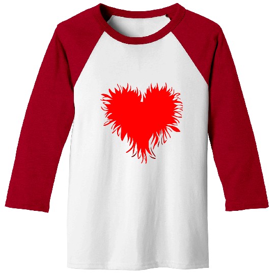 Angry Fiery Heart Vector 2 Colors Baseball Tees