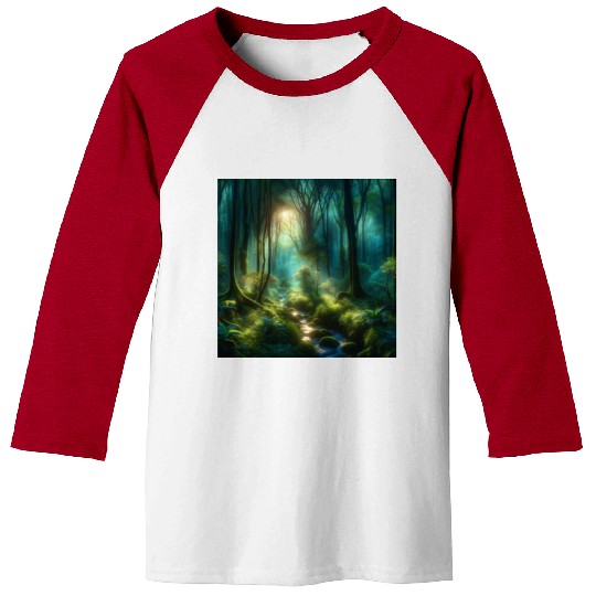 Twilight Enchantment A Mystical Forest Scene Baseball Tees