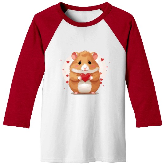 Hamster love heart valentine day motif Baseball Tees
