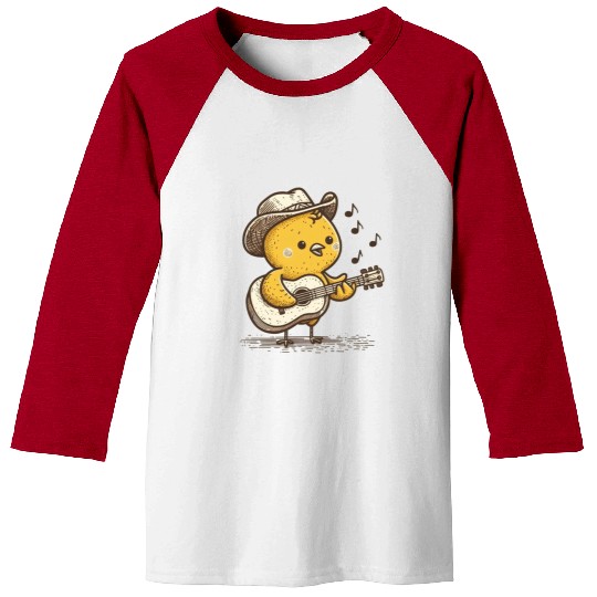 Cute Cowboy Baby Chick Playing Guitar Baseball Tees
