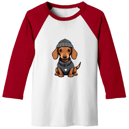 Cute dachshund with hat and Baseball Tees