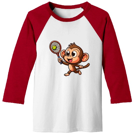 Monkeys in Tennis and Badminton Duel - Hilarious Baseball Tees