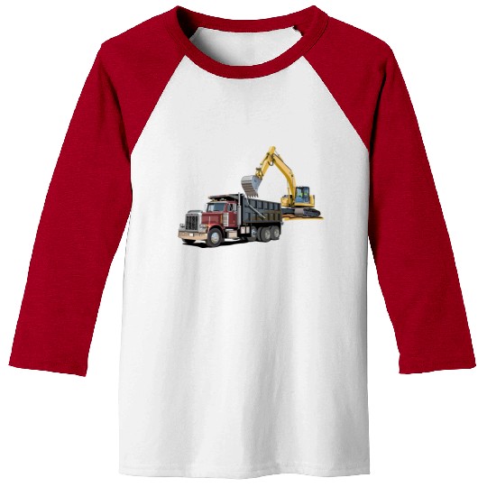 Dump Truck and Excavator Baseball Tees