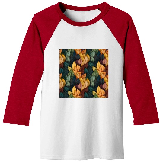 Colorful Fall Leaves Pattern Baseball Tees