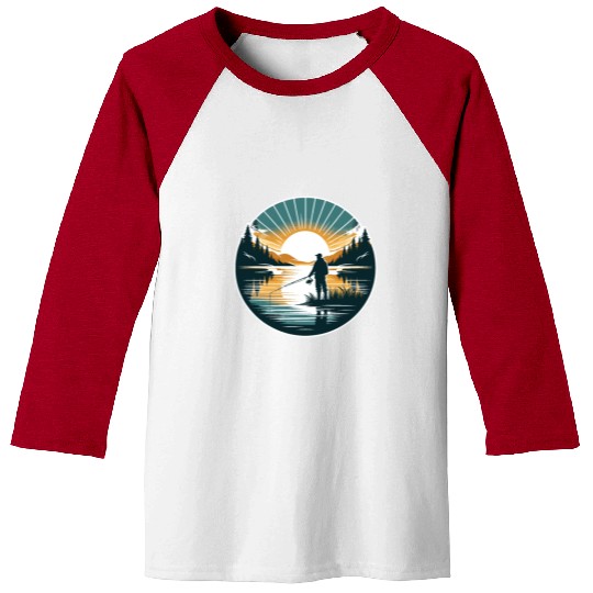 Serene Sunrise Fishing - Peaceful Morning Lake Baseball Tees