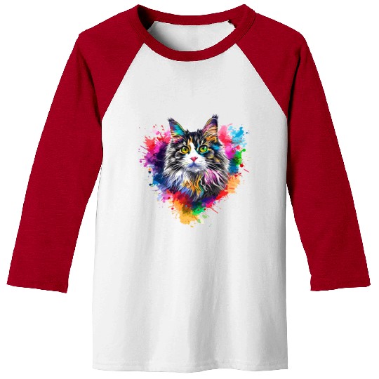 Colorburst Whiskers Rainbow Heart Baseball Tees
