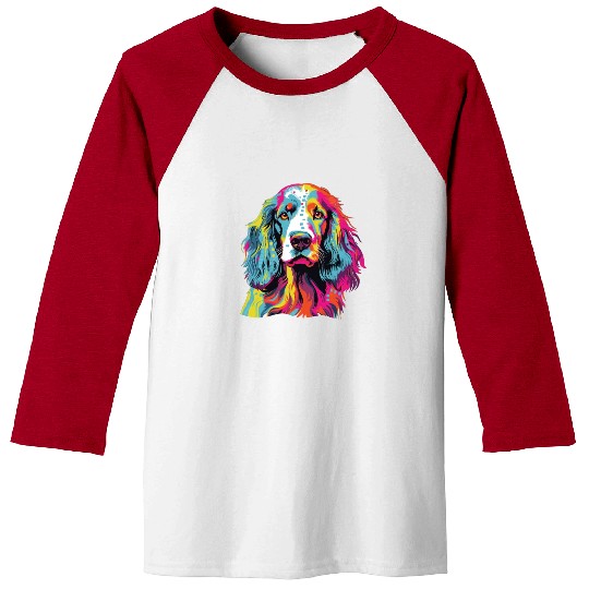 Watercolor Colorful English Setter Baseball Tees