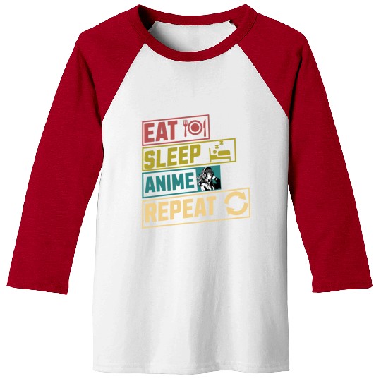 Eat sleep anime repeat hobby Baseball Tees