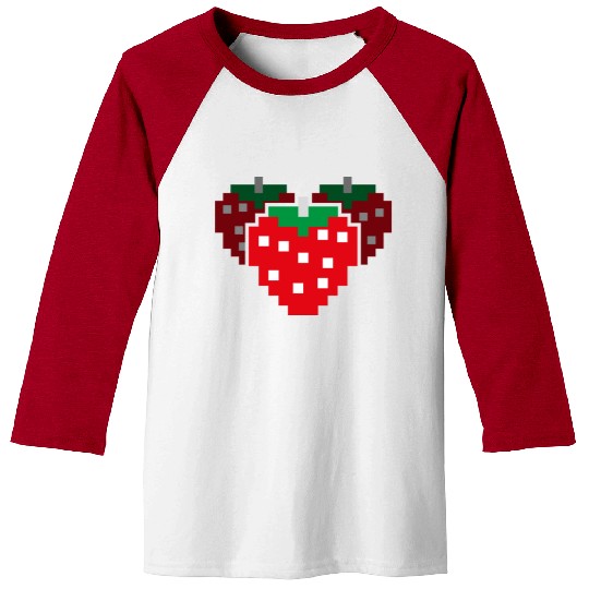 8 Bit Pixel Strawberry 80s Video Game 100 Days of Baseball Tees