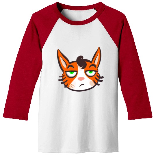 Orange Grumpy Cat Green Eyes Baseball Tees