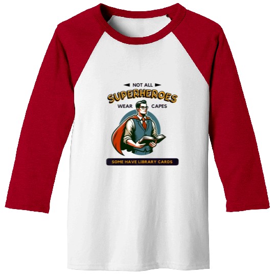 Superhero Librarian - Library Card Baseball Tees