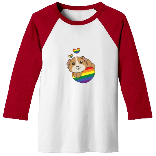 Rainbow Flag Pride Lgbtq Cute Guinea Pig Love Baseball Tees