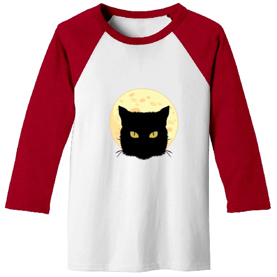 Cat Full Moon Cat Owner Gift Baseball Tees