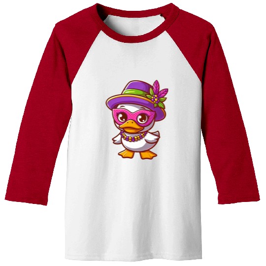 White Mardi Gras Duck with Ornaments Baseball Tees