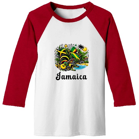 Jamaica Caribbean flag design Baseball Tees