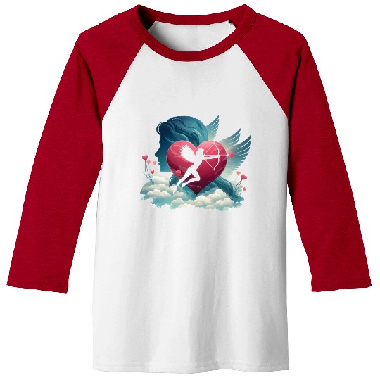 Valentine's Day with heart and Cupid. Love Heart Baseball Tees